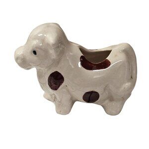Vintage Ceramic Cow Toothpick Holder White With Brown Spots Made In Japan